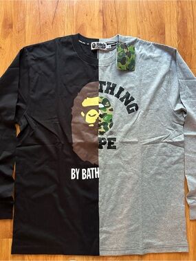 BAPE College & by Bathing Relaxed Fit Ape Long-Sleeve Tee Men’s XL NWT